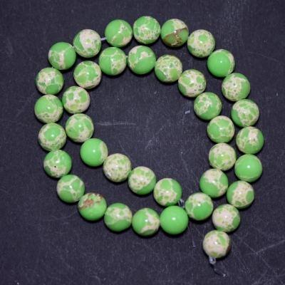 Намистини Варисцит (іміт.) зелені салатові гладка кулька нитка, діаметр 10мм, довжина 38см (+ -)
