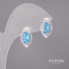Сережки Xuping з блакитними каменями 15х9мм родій