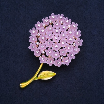 Брошка квітка "Гортензія бузкова" 60х40мм