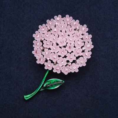 Брошка квітка "Гортензія рожева" 60х40мм
