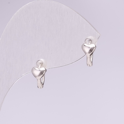 Сережки Сердечка серія 925 5х8мм метал сріблястий Корея