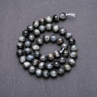 Намистини на нитці з натурального каменю Соколине Око гладка кулька, діаметр 8 (+ -) мм, довжина 38см