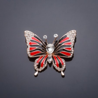 Брошка Метелик "червоне і чорне" 33х39мм