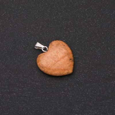 Кулон "Серце" з натурального каменю Яшма Пейзажна 28х19х19мм (+-)
