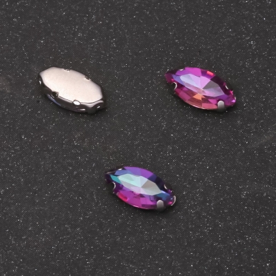 Пришивний кристал в цапі Овал 9х18мм синьо-рожевий