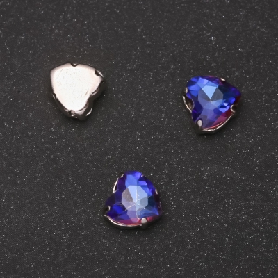 Пришивний кристал в цапі Серце 8мм синьо-малиновий
