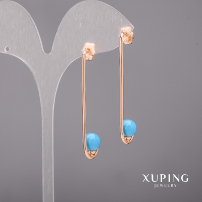 Сережки Xuping з перлами Майорка 8х48мм Позолота 18К