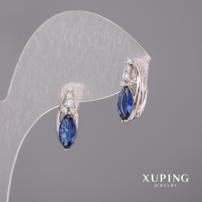 Сережки Xuping з синіми каменями 6х16мм Родій