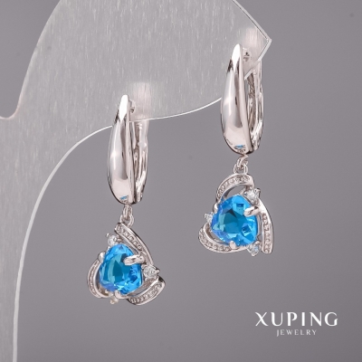 Сережки Xuping з блакитними каменями 12х28мм Родій