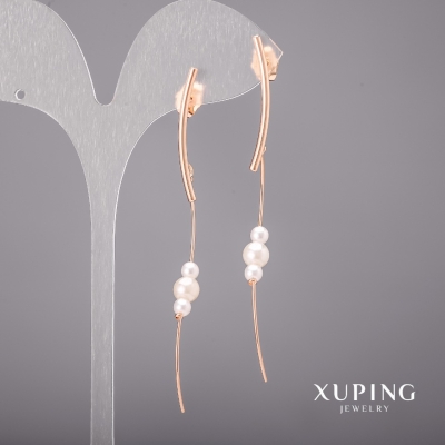 Сережки Xuping з перлами Майорка 6х75мм Позолота 18К
