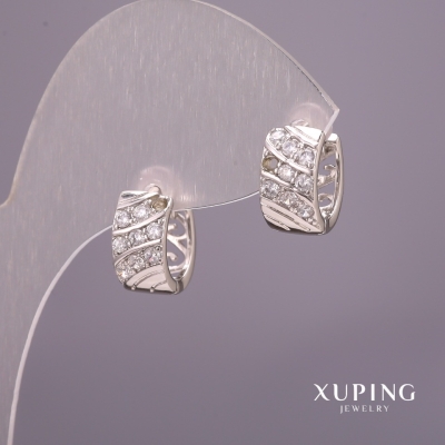 Сережки Xuping з білими каменями 6х12мм Родій