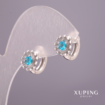 Сережки Xuping з блакитними каменями 9х13мм Родій