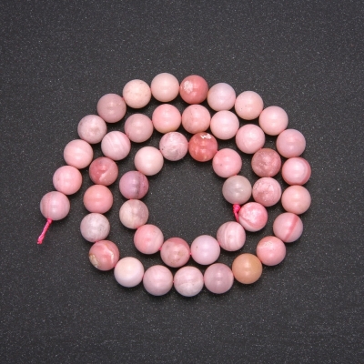 Намистини з натурального каменю Рожевий Опал гладка кулька, діаметр 10 (+ -) мм, довжина 38см