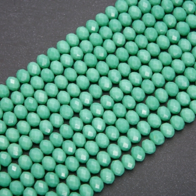 Намистини Чеський Кришталь матове зелений горошок "рондель", діаметр 8х6мм нитка, довжина 38см