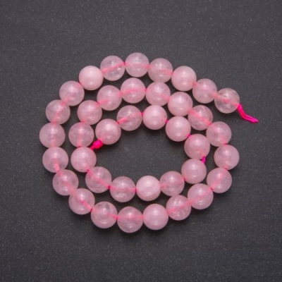 Намистини Рожевий Кварц гладка кулька, діаметр 10 (+ -) мм, довжина 38см