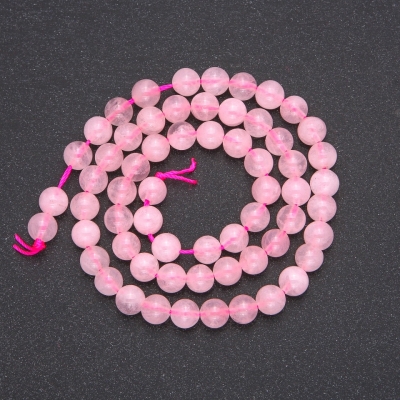 Намистини на нитці Рожевий Кварц гладка кулька, діаметр 6.5 (+ -) мм, довжина 39см + -