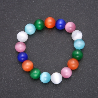 Браслет Котяче Око асорті кольорів гладка кулька, діаметр 12(+-)мм, довжина, довжина 18см