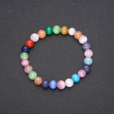 Браслет Котяче Око асорті кольорів гладка кулька, діаметр 8(+-)мм, довжина, довжина 18см