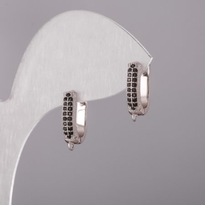 Швензи для сережок зі стразами сріблястий метал 15х13х4мм пара