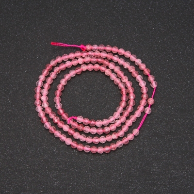 Намистини на нитці Рожевий Кварц гранована кулька, діаметр 2 (+ -) мм, довжина  38см