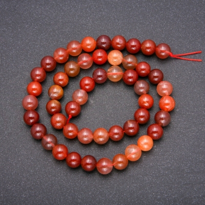 Намистини з натурального каменю Червоний Рутиловий Кварц гладка кулька, діаметр 10 (+ -) мм, довжина 38см