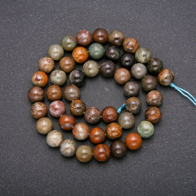 Намистини з натурального каменю Різнобарвна Яшма гладка кулька, діаметр 8 (+ -) мм, довжина 38см