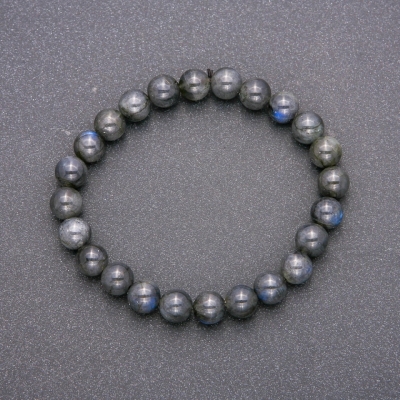 Браслет з натурального каменю Лабрадор на резинці гладка кулька, діаметр 8(+-)мм, довжина  18см