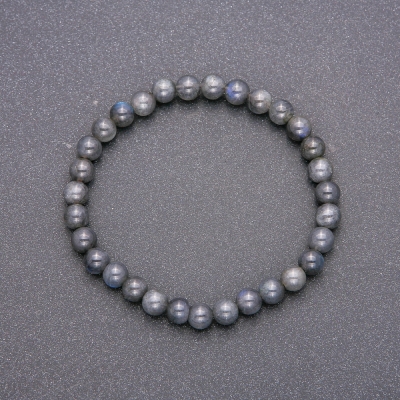 Браслет з натурального каменю Лабрадор на резинці гладка кулька, діаметр 6(+-)мм, довжина  18см