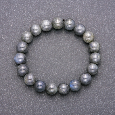 Браслет з натурального каменю Лабрадор на резинці гладка кулька, діаметр 10(+-)мм, довжина  18см