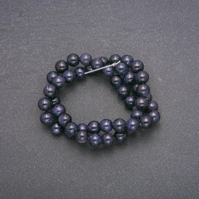 Намистини Авантюрин Ніч Каїра синій пісок гладка кулька нитка, діаметр 8мм, довжина 38см (+ -)