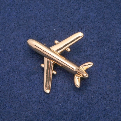 Брошка Літак золотистий метал 40х39 мм