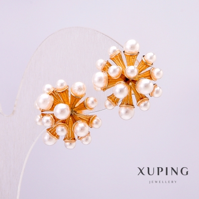 Сережки Xuping Позолота 18к з перлинами 19х20мм + -