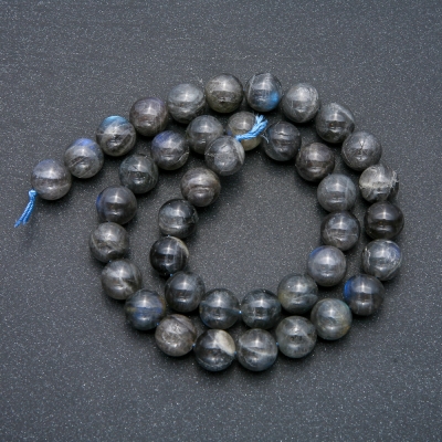 Намистини на нитці натуральний камінь Лабрадор гладка кулька, діаметр 10мм + -, довжина 39см + -