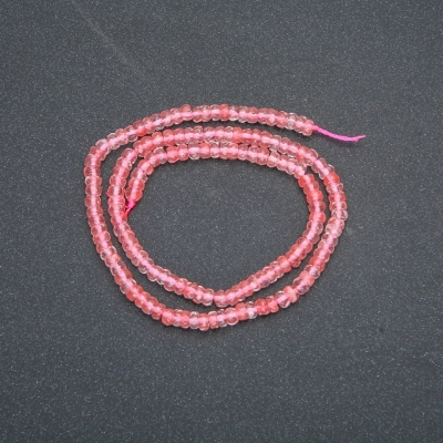 Нитка натурального каменю Рожевий кварц гранований рондель, діаметр 4х2,5мм, довжина 39см + -