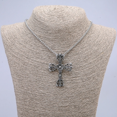 Кулон Хрест 51х36мм на ланцюжку, довжина 65см колір металу срібло