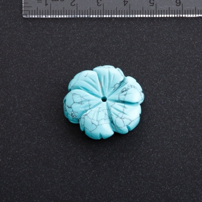 Фурнітура Квітка натуральний камінь, діаметр 29мм Бірюза