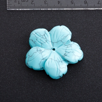 Фурнітура Квітка натуральний камінь, діаметр 41мм Бірюза