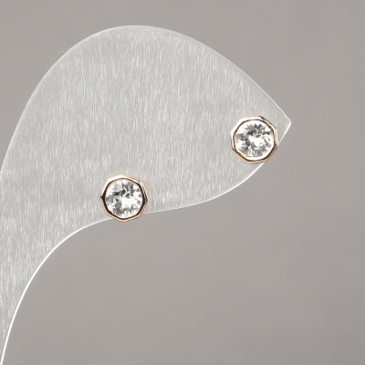 Сережки пусети кульчики Xuping Позолота 18К з білими кристалами 6мм + -