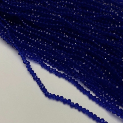 Намистини Чеський Кришталь на волосіні темно-синє прозоре гранований рондель, діаметр 3х2,5мм + -, довжина 36-38см + -