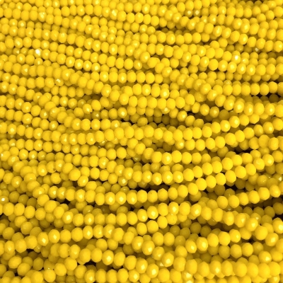 Намистини Чеський Кришталь на волосіні жовте матове гранований рондель, діаметр 3,5х3мм + -, довжина 36-38см + -