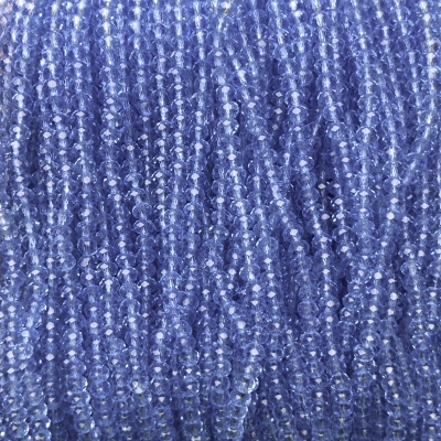 Намистини Чеський Кришталь на волосіні світло-синє прозоре гранований рондель, діаметр 3,5ммх3 + -, довжина 36-38см + -