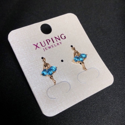 Сережки Xuping Балерина з блакитними каменями 11х19мм позолота 18к