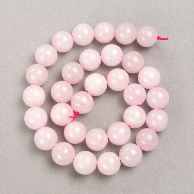 Намистини на нитці натуральний Рожевий Кварц гладка кулька, діаметр 12,5мм + -, довжина 39см + -
