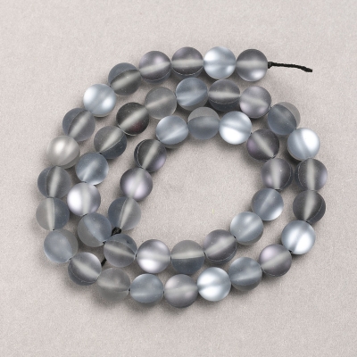 Намистини на нитці Опалове скло гладка кулька сірий матовий, діаметр 8мм + -, довжина 39см + -
