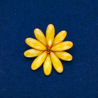 Брошка Квітка жовтий сірий метал 48мм + -