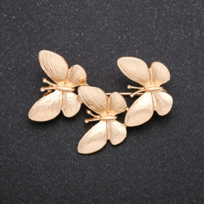 Брошка Гірлянда з Метеликів матове "золото" 42х32мм