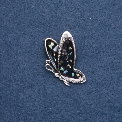 Брошка "Метелик" Халіотіс 40х22мм колір металу "срібло"