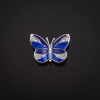 Брошка Метелик синя емаль білі стрази колір металу "срібло" 2,7 см