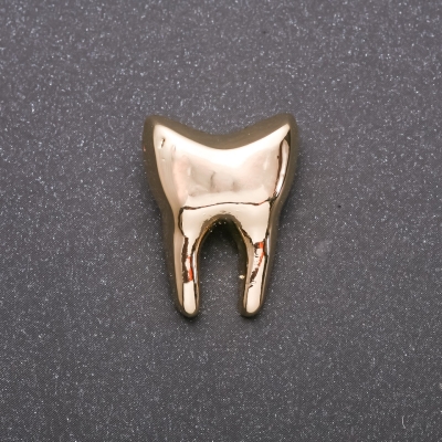 Брошка Золотий зуб жовтий метал 17х23мм