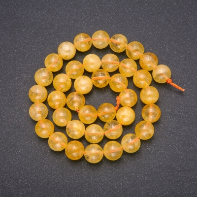 Намистини з натурального каменю Цитрин гладка кулька, діаметр 10 (+ -) мм, довжина 38см